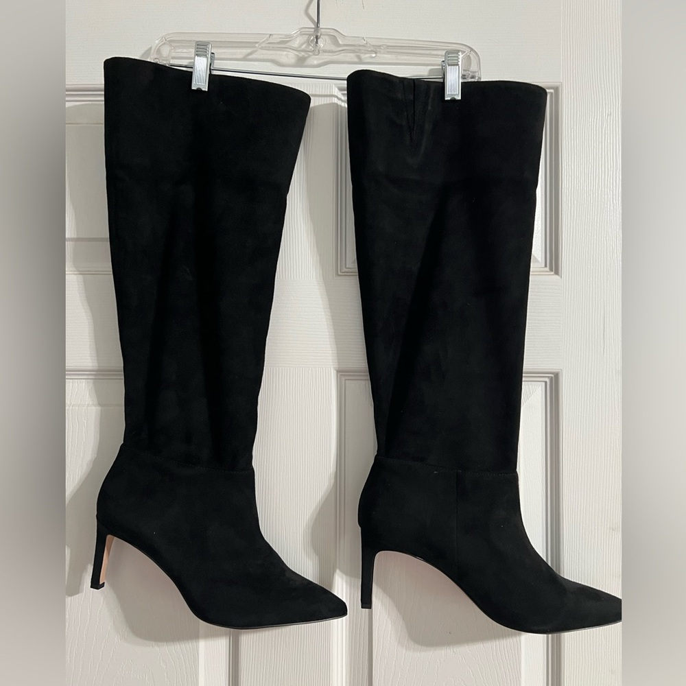 BCBGGeneration Black Faux Suede Boots Size 10(Wide Calf), Never Worn